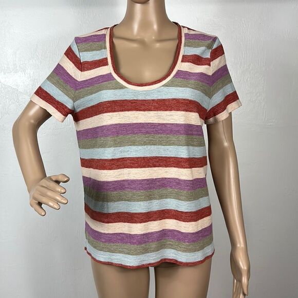 Madewell Alto Scoop Tee in Granda Stripe T-shirt Top Size M - Picture 2 of 9